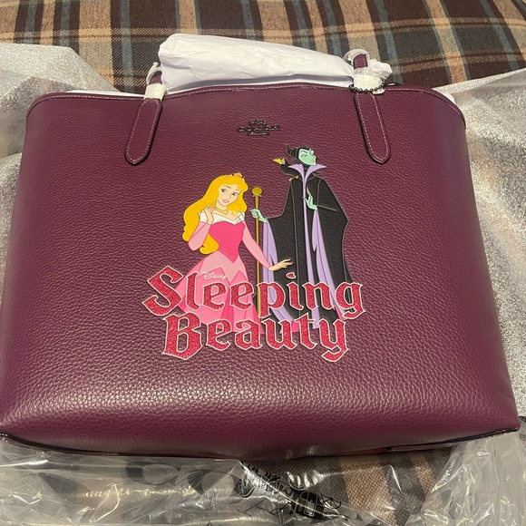NWT- COACH Disney X -Sleeping Beauty Leather Tote - Picture 1 of 6